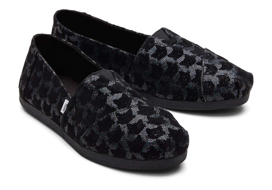 Black Cats Women's Toms Alpargata Glitter Cats Alpargatas Ireland | IE453-988