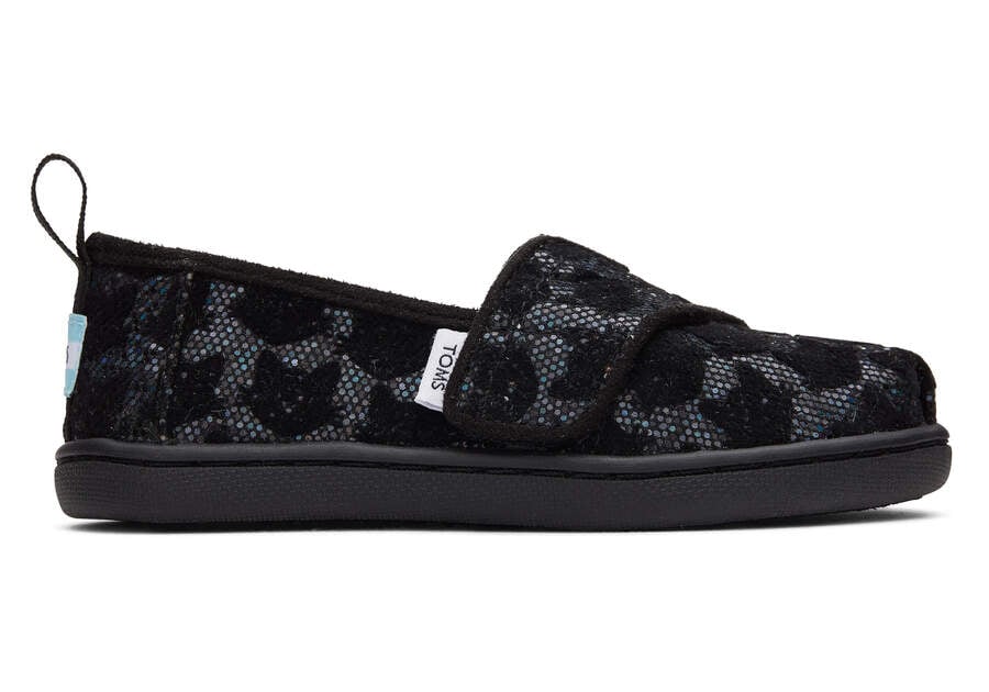 Black Glitter Kids' Toms Tiny Alpargata Cats Alpargatas Ireland | IE629-784