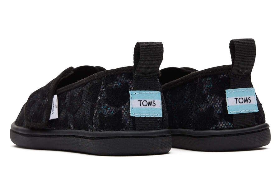 Black Glitter Kids' Toms Tiny Alpargata Cats Alpargatas Ireland | IE629-784