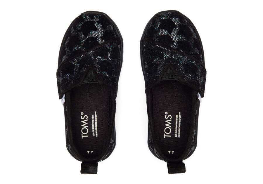 Black Glitter Kids' Toms Tiny Alpargata Cats Alpargatas Ireland | IE629-784