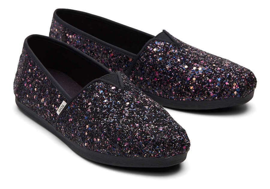 Black Glitter Women's Toms Alpargata Glitter Alpargatas Ireland | IE754-645