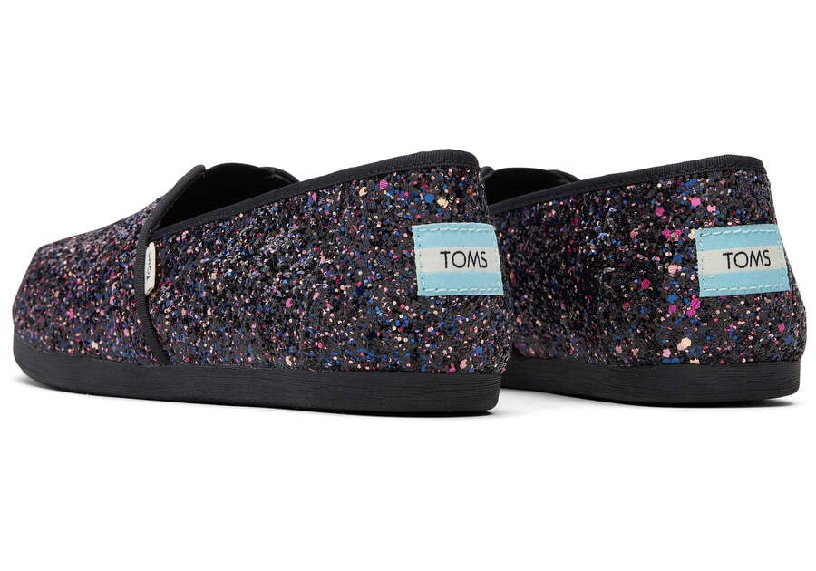 Black Glitter Women's Toms Alpargata Glitter Alpargatas Ireland | IE754-645