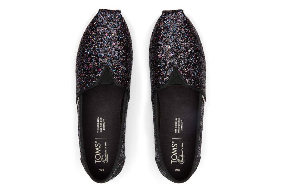 Black Glitter Women's Toms Alpargata Glitter Alpargatas Ireland | IE754-645