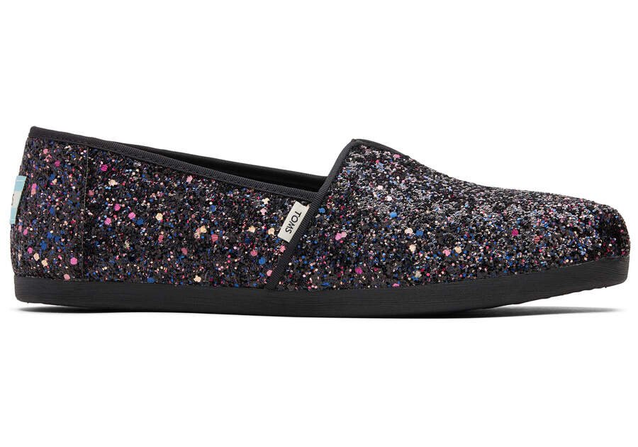 Black Glitter Women\'s Toms Alpargata Glitter Alpargatas Ireland | IE754-645