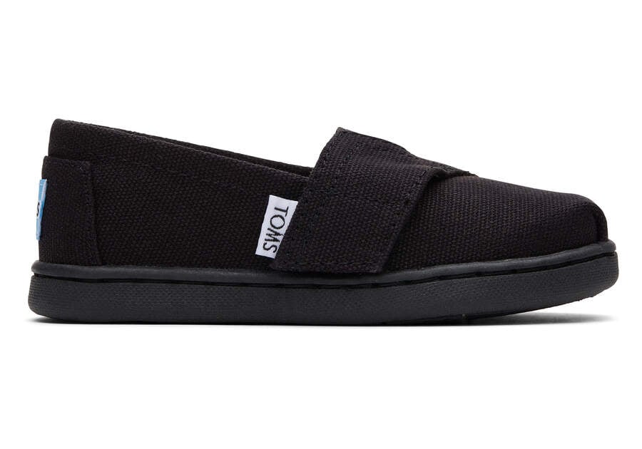 Black Kids' Toms Tiny Alpargata Canvas Alpargatas Ireland | IE010-458