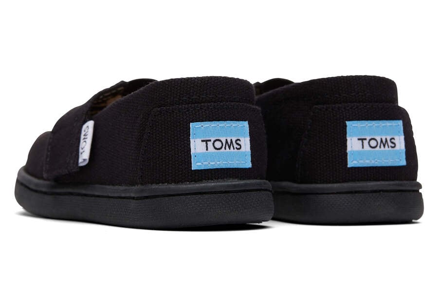 Black Kids' Toms Tiny Alpargata Canvas Alpargatas Ireland | IE010-458