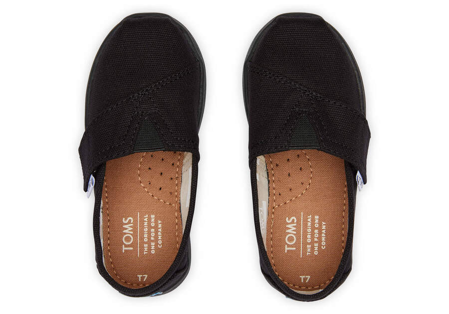 Black Kids' Toms Tiny Alpargata Canvas Alpargatas Ireland | IE010-458