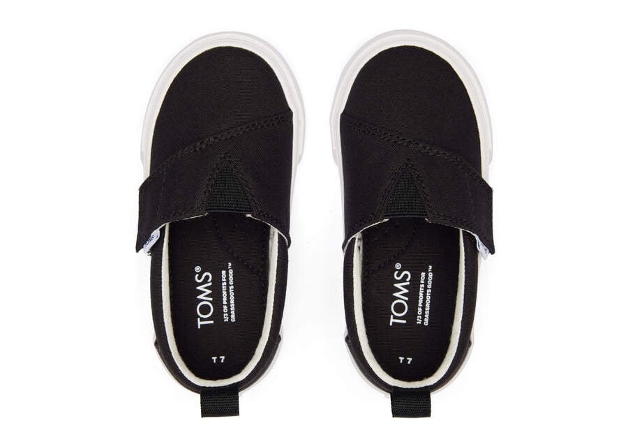 Black Kids' Toms Tiny Fenix Slip-On Canvas Sneakers Ireland | IE707-462