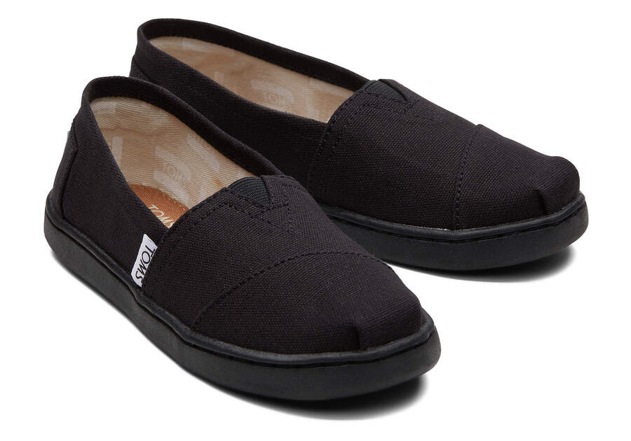 Black Kids' Toms Youth Alpargata Canvas Alpargatas Ireland | IE486-961