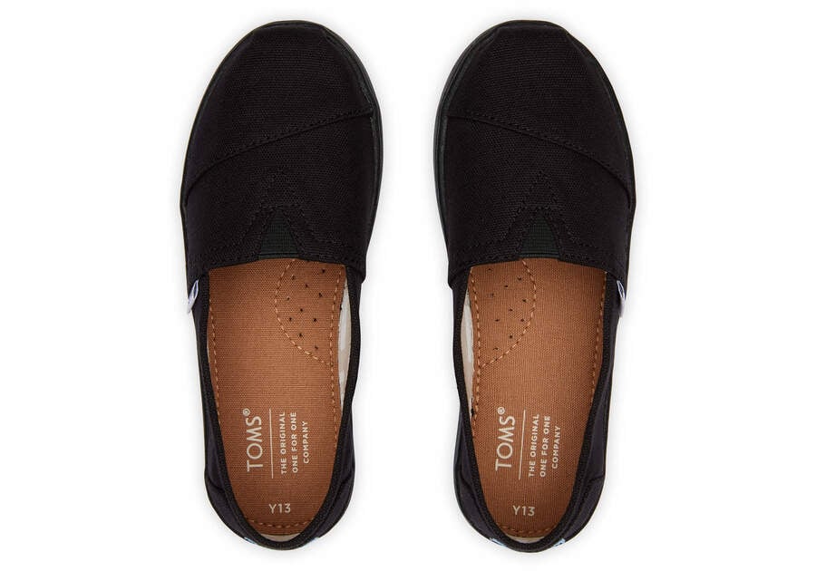 Black Kids' Toms Youth Alpargata Canvas Alpargatas Ireland | IE486-961