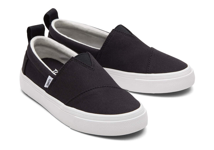 Black Kids' Toms Youth Fenix Slip-On Canvas Sneakers Ireland | IE848-178