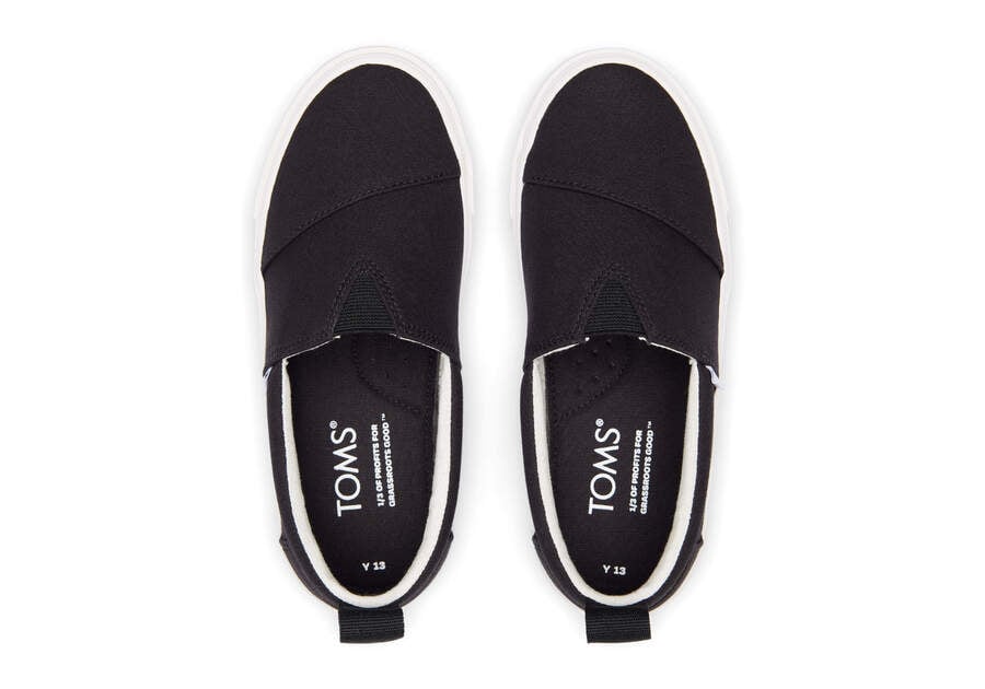 Black Kids' Toms Youth Fenix Slip-On Canvas Sneakers Ireland | IE848-178