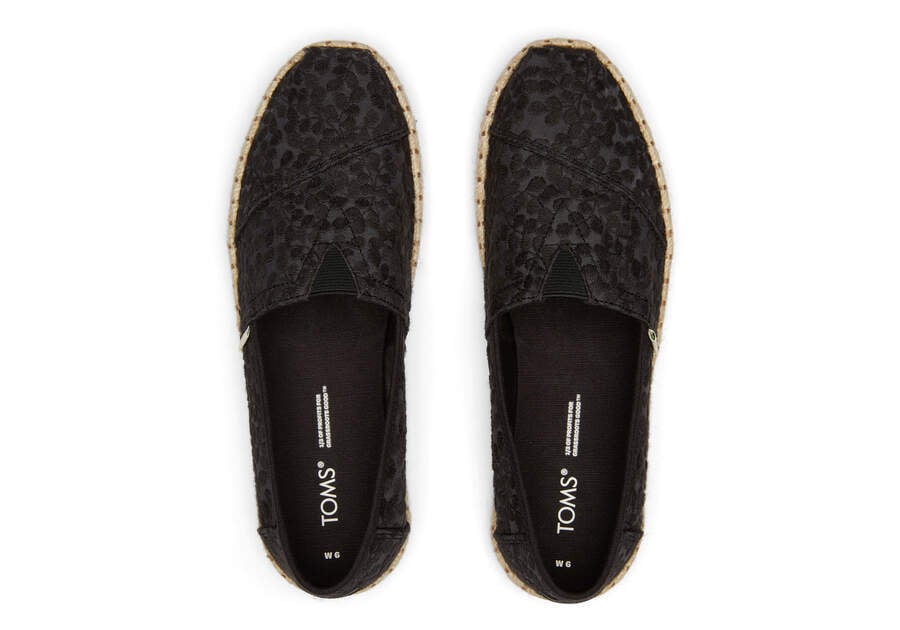 Black Lace Women's Toms Alpargata Rope Espadrille Espadrilles Ireland | IE948-712