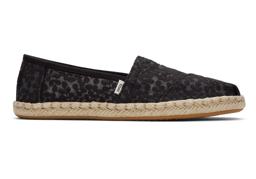 Black Lace Women\'s Toms Alpargata Rope Espadrille Espadrilles Ireland | IE948-712