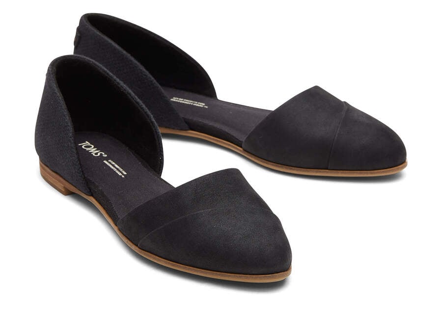 Black Leather Women's Toms Jutti D'Orsay Flat Flat Shoes Ireland | IE960-057