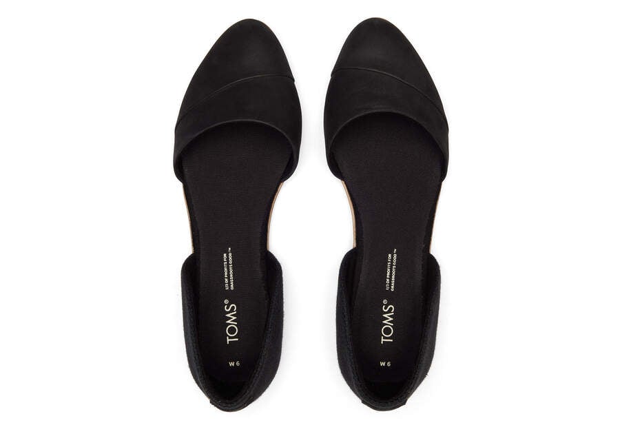 Black Leather Women's Toms Jutti D'Orsay Flat Flat Shoes Ireland | IE960-057