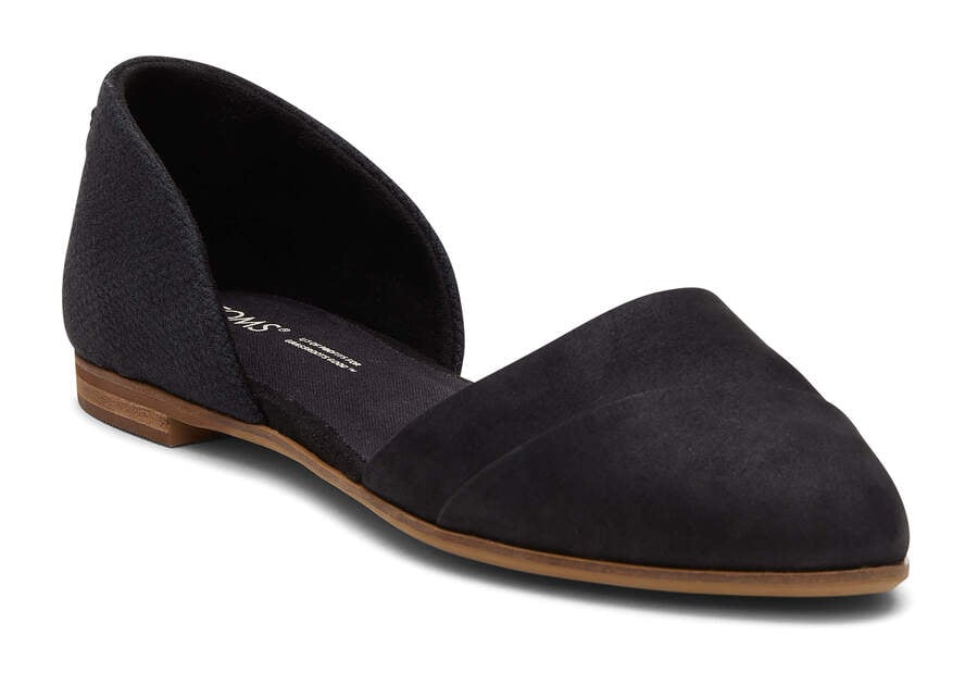 Black Leather Women's Toms Jutti D'Orsay Flat Flat Shoes Ireland | IE960-057