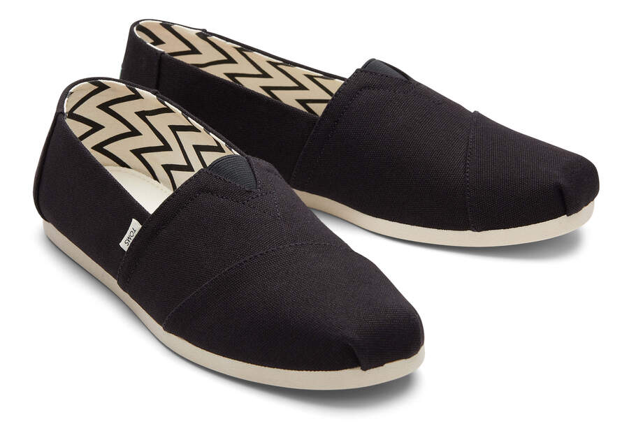 Black Men's Toms Alpargata Recycled Cotton Canvas Alpargatas Ireland | IE143-635