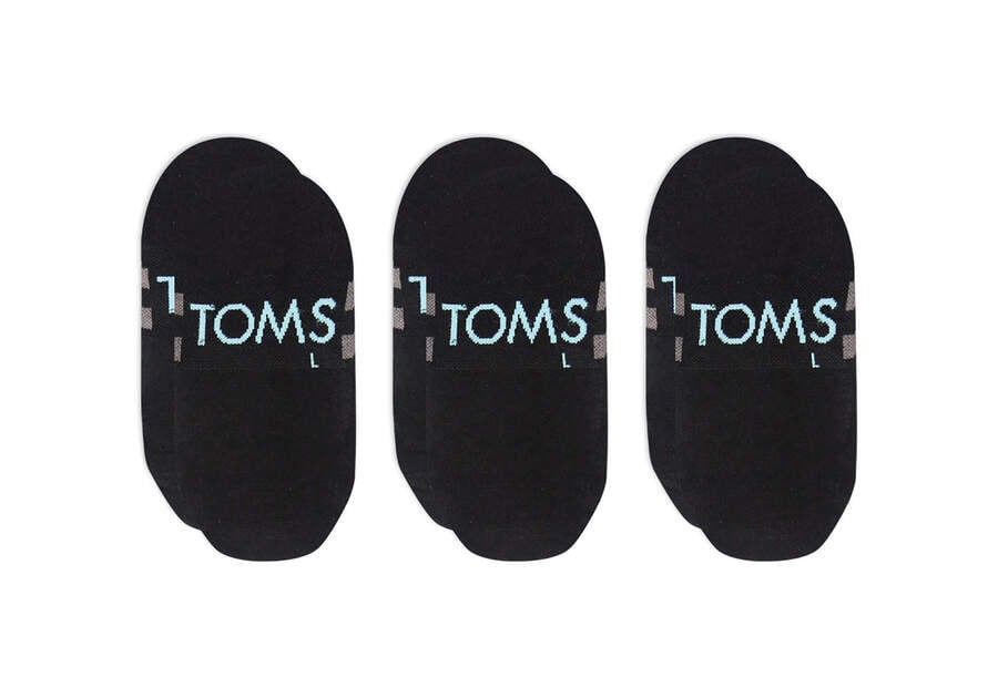 Black Men's Toms Ultimate No Show Socks Black 3 Pack Socks Ireland | IE495-845