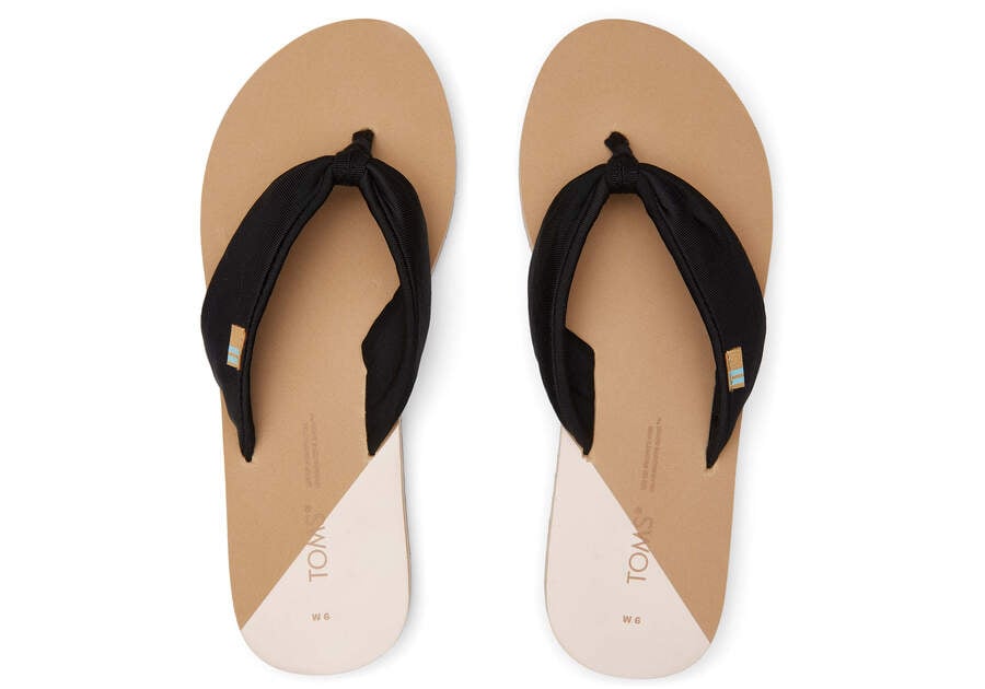 Black Repreve Jersey Women's Toms Piper Flip Flop Sandals Ireland | IE786-439