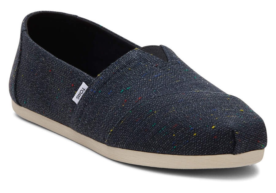 Black Speckled Slub Women's Toms Alpargata Speckled Recycled Cotton Alpargatas Ireland | IE496-056