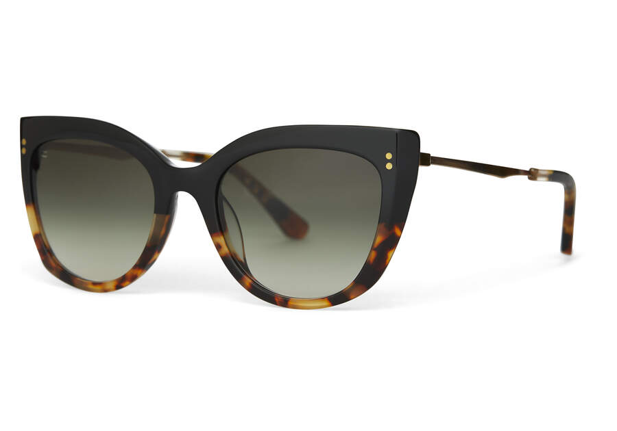 Black Tort Fade / Gold / Deep Olive Gradient Women's Toms Sophia Sunglasses Ireland | IE681-665