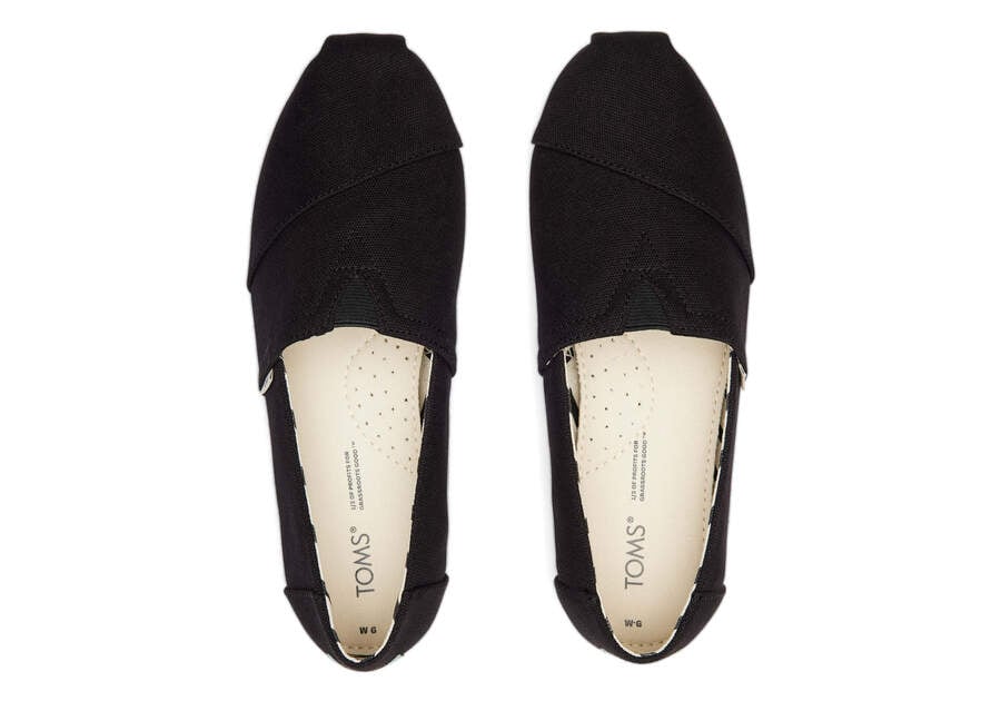 Black Wide Women's Toms Alpargata Recycled Cotton Wide Width Alpargatas Ireland | IE200-207