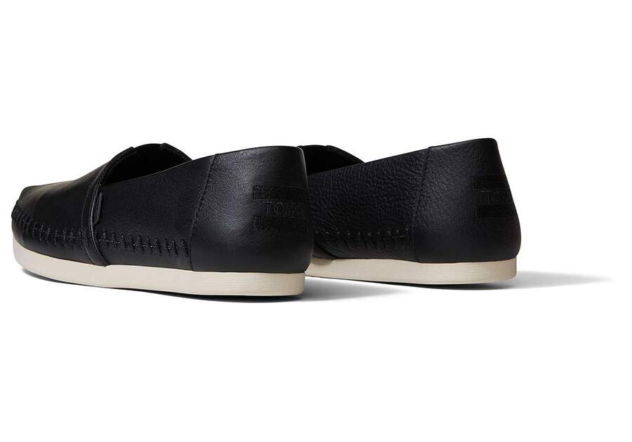 Black Women's Toms Alpargata Leather Alpargatas Ireland | IE751-196