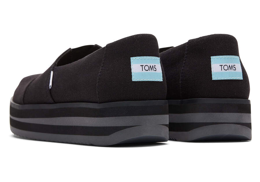 Black Women's Toms Alpargata Midform Espadrille Platform Shoes Ireland | IE202-742