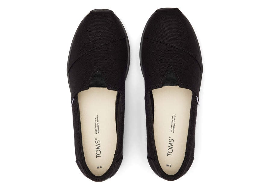 Black Women's Toms Alpargata Midform Espadrille Platform Shoes Ireland | IE202-742