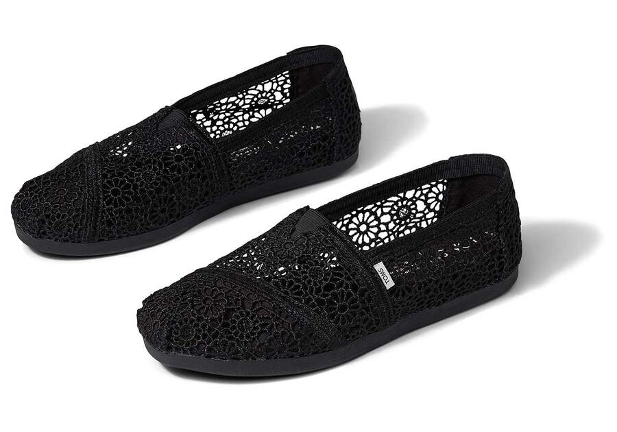 Black Women's Toms Alpargata Moroccan Crochet Alpargatas Ireland | IE281-613