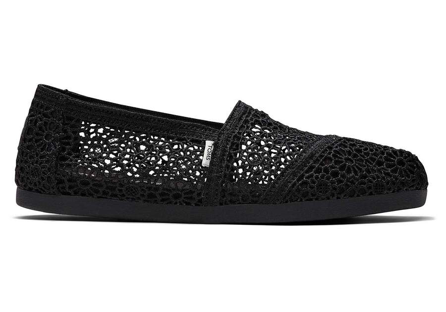 Black Women's Toms Alpargata Moroccan Crochet Alpargatas Ireland | IE281-613