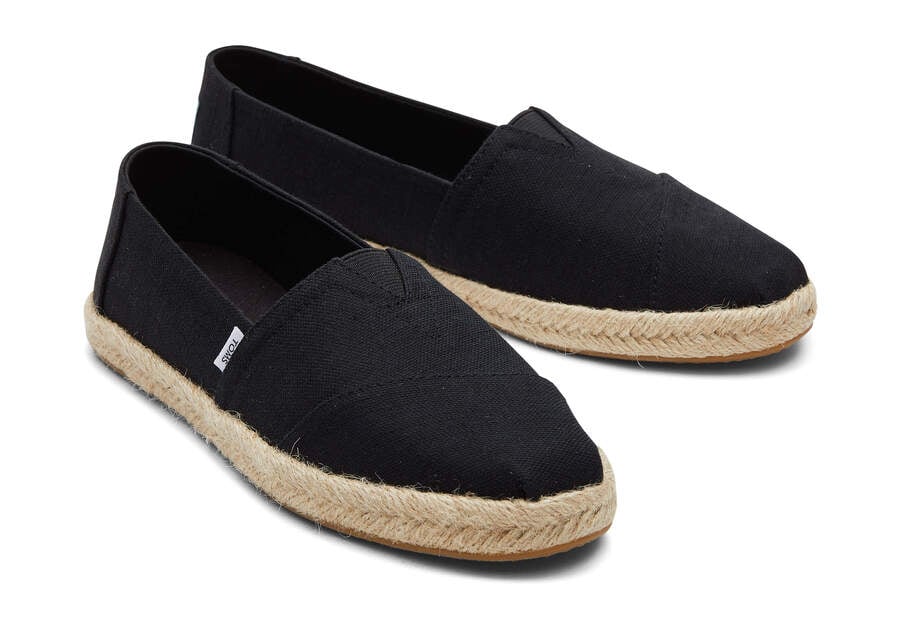 Black Women's Toms Alpargata Recycled Cotton Rope Espadrille Espadrilles Ireland | IE022-723