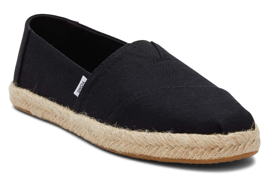 Black Women's Toms Alpargata Recycled Cotton Rope Espadrille Espadrilles Ireland | IE022-723