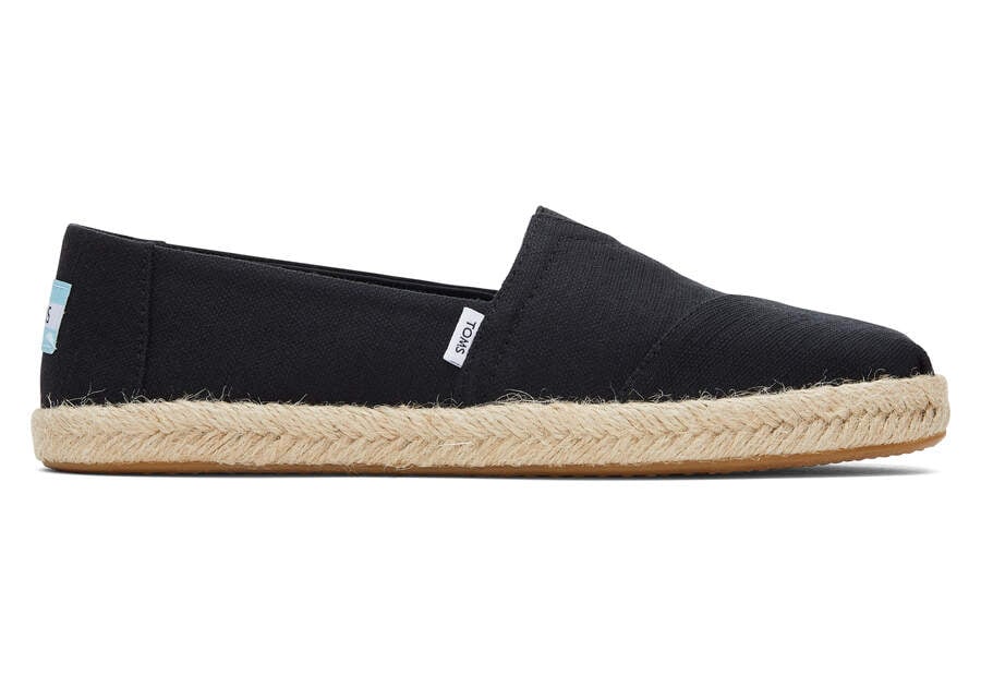 Black Women\'s Toms Alpargata Recycled Cotton Rope Espadrille Espadrilles Ireland | IE022-723