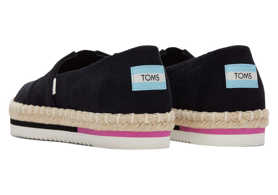 Black Women's Toms Alpargata Rope Platform Espadrilles Ireland | IE492-621