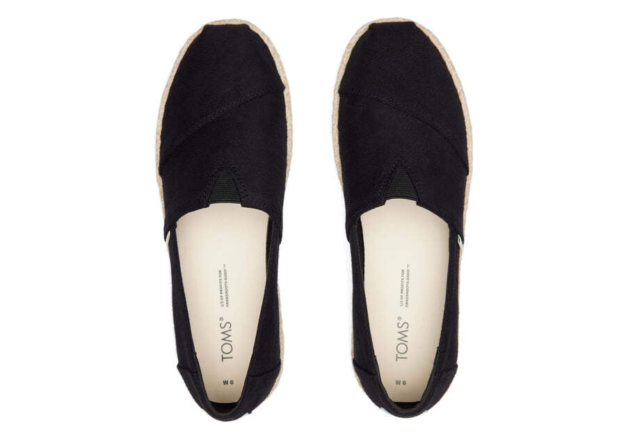 Black Women's Toms Alpargata Rope Platform Espadrilles Ireland | IE492-621