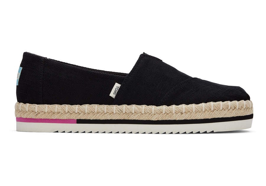 Black Women\'s Toms Alpargata Rope Platform Espadrilles Ireland | IE492-621