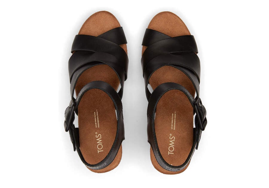 Black Women's Toms Ava Sandal Sandals Ireland | IE937-156