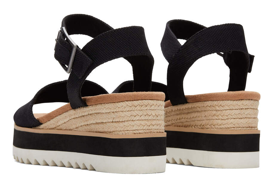 Black Women's Toms Diana Wedge Sandal Sandals Ireland | IE064-533