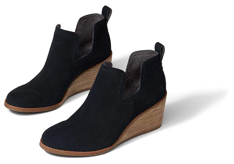 Black Women's Toms Kallie Wedge Bootie Booties Ireland | IE072-798