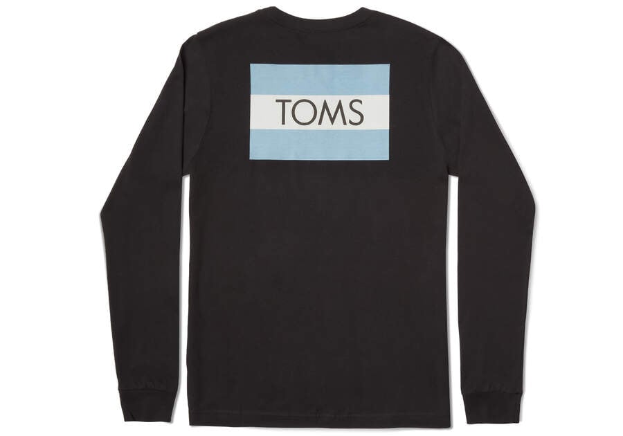 Black Women's Toms Logo Long Sleeve Tee T Shirts Ireland | IE776-538