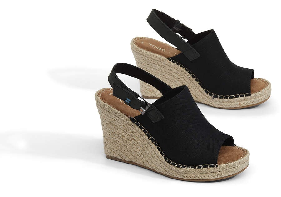 Black Women's Toms Monica Wedge Heel Heels Ireland | IE931-796