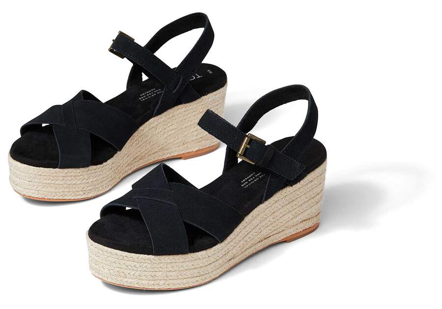 Black Women's Toms Willow Platform Sandal Sandals Ireland | IE230-164