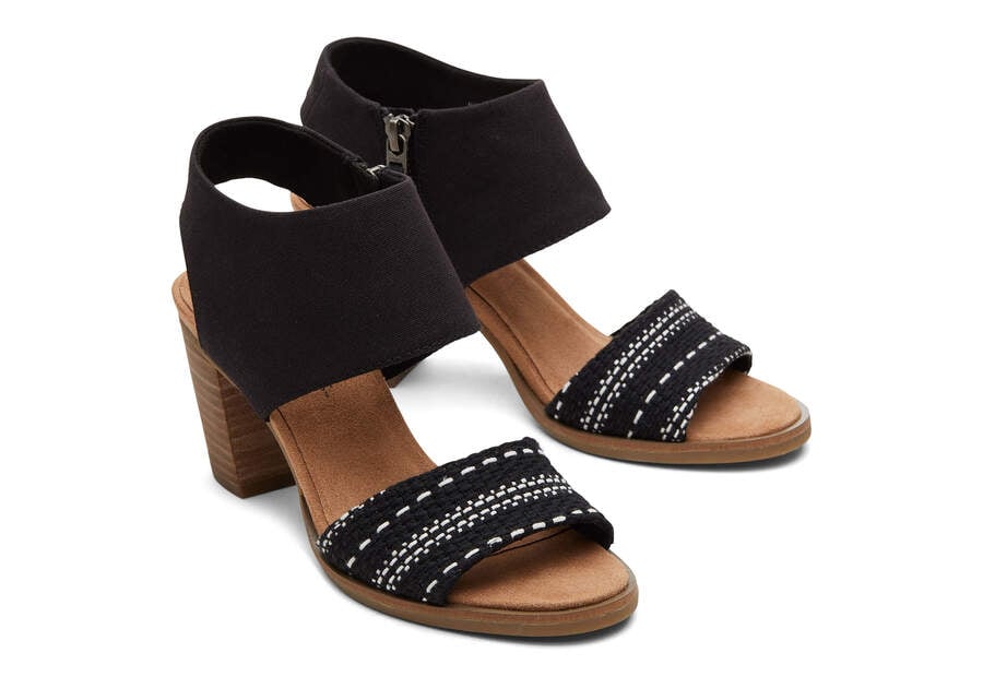 Black Woven Women's Toms Majorca Cutout Sandal Sandals Ireland | IE401-939