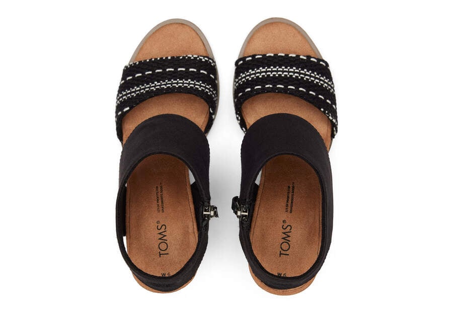 Black Woven Women's Toms Majorca Cutout Sandal Sandals Ireland | IE401-939