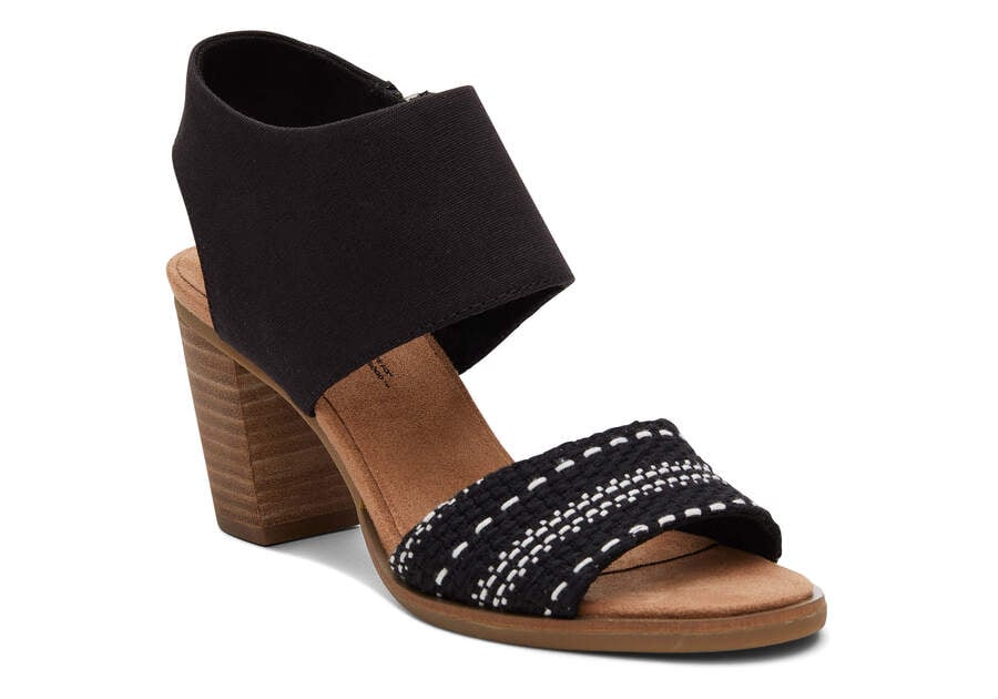 Black Woven Women's Toms Majorca Cutout Sandal Sandals Ireland | IE401-939