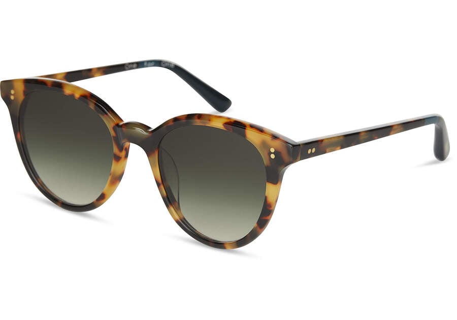 Blonde Tortoise - Green Mirror Women's Toms Aaryn Sunglasses Ireland | IE526-478