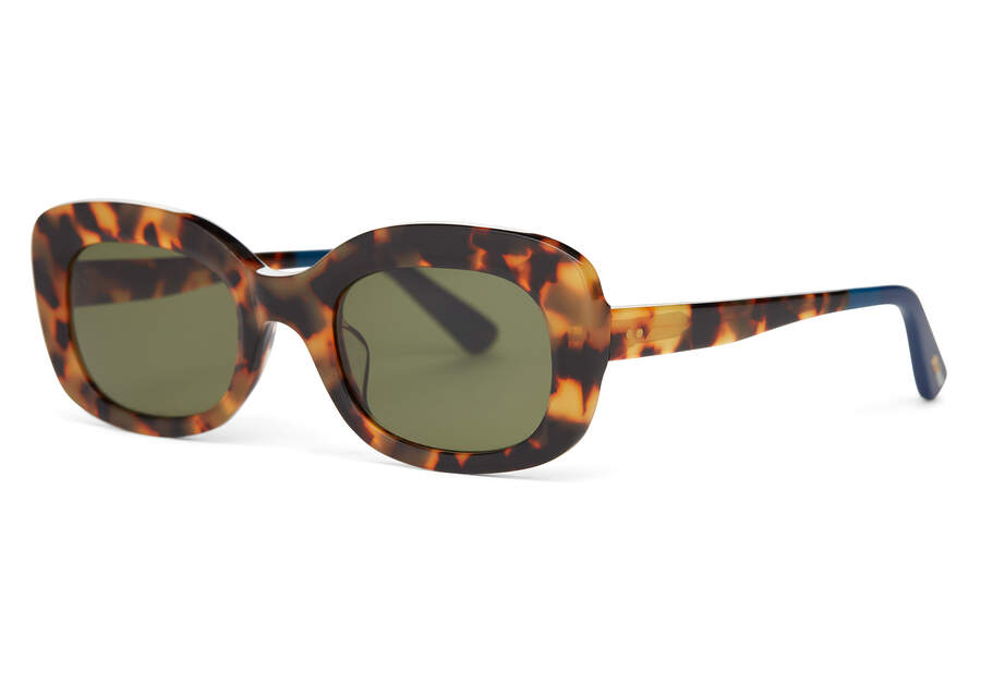 Blonde Tortoise-bottle Green Women's Toms Jules Sunglasses Ireland | IE592-256