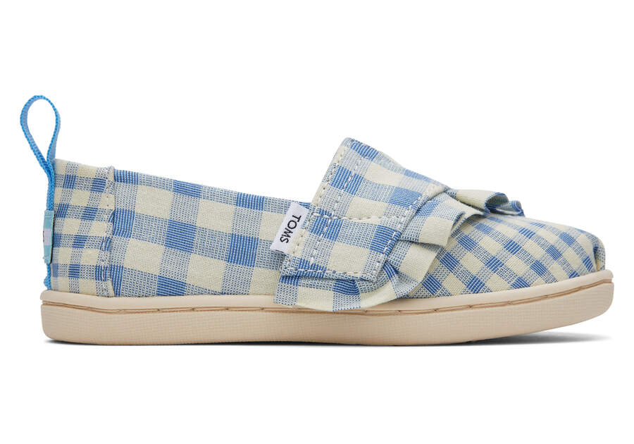 Blue Gingham Kids' Toms Tiny Alpargata Gingham Ruffle Alpargatas Ireland | IE918-141